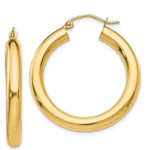๐ฅ๐ฃ14k Yellow Gold Polished 4mm x 38mm Earrings Tube Hoop Diameter Desirable ๐ - Picture 1 of 6