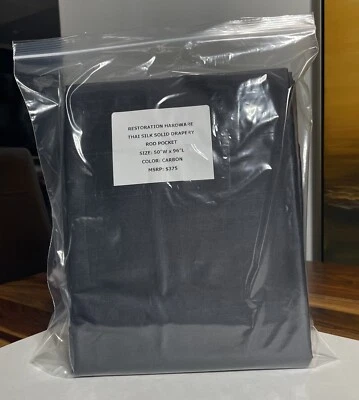 Restoration Hardware Seda Tailandesa Cortinas Sólidas RP 50"W x 96"L Carbono NUEVO PRECIO DE VENTA SUGERIDO POR EL FABRICANTE $375 Foto 1 de 4