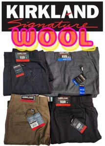 NEW! $98 KIRKLAND WOOL FLAT FRONT DRESS PANTS VARIETY - Picture 1 of 12