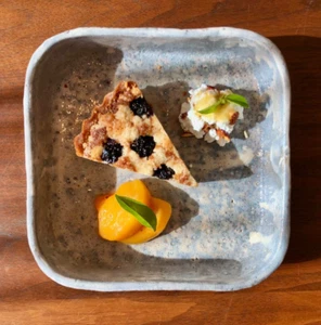 [Near Mint] Square Appetizer Plate Box type 6.5in Japanese Handmade Pottery Gray - Picture 1 of 9