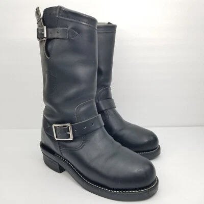 Chippewa Engineer Biker Boots Black Steel Toe Vibram Moto Mens 5.5  Womens 6.5 - Image 1 of 4