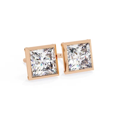 1.80 Ct F VVS2 Princess Cut Lab Grown Diamond Stud Earrings 14k White Gold IGI - Image 1 of 4