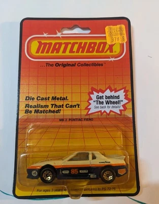 1983 MatchBox Diecastmetal Original Collectibles MB2 Pontiac Fiero #5 White Blue - Image 1 of 4