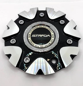 CS420-C1A Strada Black and Silver Wheel Center Cap - Picture 1 of 5
