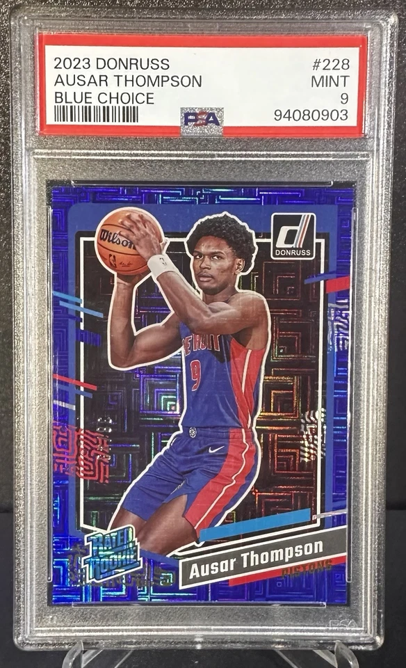 🔥SSP /49 BLUE CHOICE PRIZM 2023 Donruss - Ausar Thompson #228 RC🔥📈 Pistons - Image 1 of 4