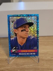 2025 Topps Heritage Drew Romo #386 Light Blue Sparkle RC Rockies - Picture 1 of 2