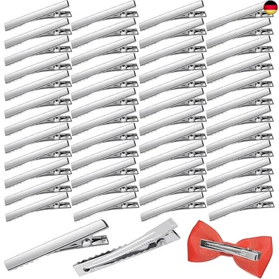 QTTVBTNA 50 Stück Metall Silber Krokodil Haarklammer, 4 cm Alligator Clips, Haarclips