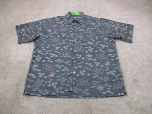 Tori Richard Shirt Mens Large Blue Octopus Fish Graphic Print Hawaiian Button Up - Picture 1 of 10