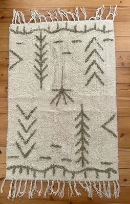 Schöner Baumwollteppich mit Fransen, waschbar, ca. 90 x 61 cm, Madam Stoltz - Bild 1 von 3