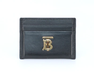 E0 100% Authentic BURBERRY TB Credit Card Holder Case Leather Wallet Black $330 - Image 1 of 4