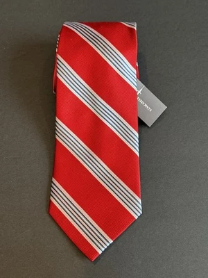 Corbata a rayas 100 % seda roja blanca azul marino negra 1826 para hombre Foto 1 de 4