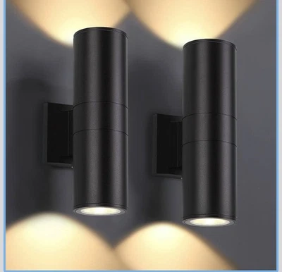 Outdoor Wall Lights 2 Pack, Integrated LED Cylinder Up Down Black Indoor/Outdoor - Image 1 of 4