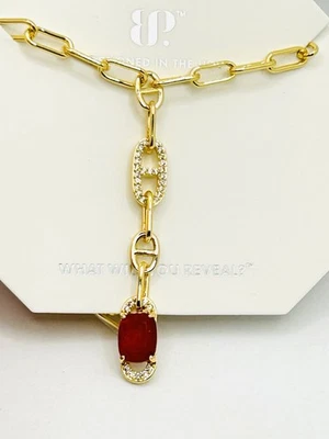 Bomb Party Dazzling Heartfelt Desire July 2025 Lab Ruby Fused Gold Plat Necklace - Image 1 of 3