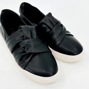 J Slides Black Lux Slip On Sneaker Womens Size 6.5 Faux Leather New - Picture 1 of 9
