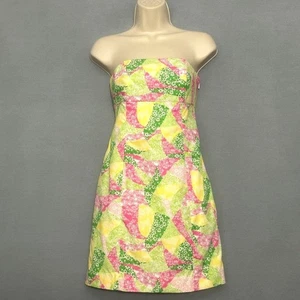Lilly Pulitzer Women Dress 0 Franco Wing Ding Pink Green Floral Patchwork Preppy - Picture 1 of 15