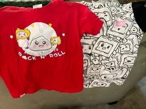 Lankybox Kids T-Shirt Set Red Rock N’ Roll Boxy BLack White Size Youth Large EUC - Picture 1 of 6