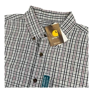Carhartt Shirt Mens XL Essential Plaid Button Down Short Sleeve Relaxed Fit - Picture 1 of 10