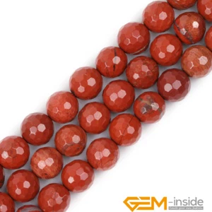 Faceted Red Jasper Natural Gemstone Beads for Jewellery Making Round 15" DIY UK - Picture 1 of 42