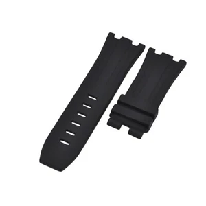 28mm Black Rubber Watch Strap For Audemars Piguet Royal Oak 42 Grip Tang Buckle - Picture 1 of 6