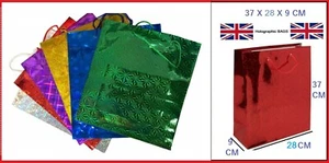GROßE Geschenktüten Holografische Folie Party Hochzeiten Geschenke Weihnachten 37X28 CM - Bild 1 von 11