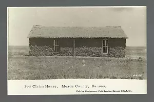 Meade KANSAS RPPC '20 SOD HOUSE Soddy Pioneer Settler Farm nr Liberal Dodge City - Picture 1 of 2