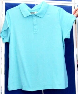 EUC Snap Front POLO SHIRT by AVENUE Short Sl AQUA Sz 18-20 Cotton CLASSIC FIT - Picture 1 of 5