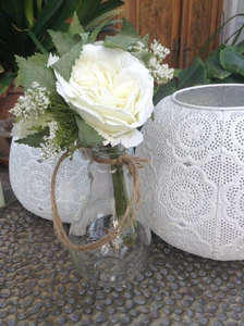 Blumenstrauß Kunstblumen weiß Rose Shabby Romantik Frühling Deko - Bild 1 von 1