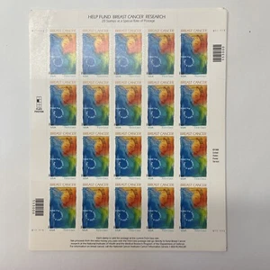 1998USA Help Fund Breast Cancer Reissue First Class Semipostal Sheet of 20 Stamp - Picture 1 of 3