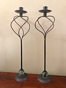 Set of 2 Metal Candleholder for single candlestick 19” tall  - Picture 1 of 12