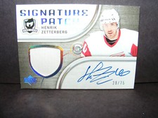 2005-06 UPPER DECK THE CUP HENRIK ZETTERBERG SIGNATURE PATCH AUTO #SP-HZ 28/75 
