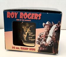Vintage Rare Roy Rogers and Horse Trigger Glass Mug Cup 22KT Gold Etched NIB