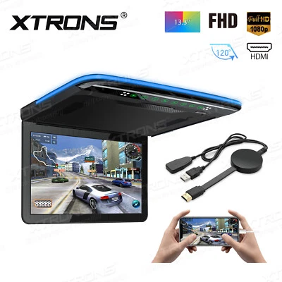13.3" 1080P Video Car Flip Down Roof Mount Monitor HDMI +Mirror Screen Dongle - Image 1 of 4