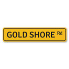 Gold Shore Rd Sign, Custom Beach Street Sign, Ocean Lover Metal Decor Sign