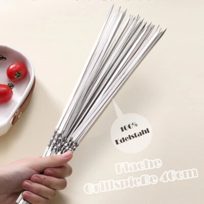 MARKENLOS Grill Schaschlik Spieße Grillspiesse Edelstahl Schampura rostfrei 2mm dick 40cm