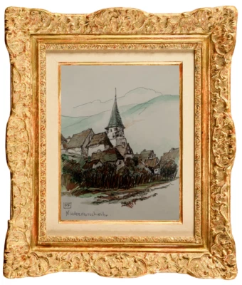 ALBERT FEUILLASTRE (1896 - 1976 ) VILLAGE DE NIEDERMORSCHWIR ALSACE 1950 (44) - Photo 1/3