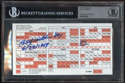 Billy Williams Día 6-29-1969 Firmado Autógrafo 1969 Cubs Calendario de Bolsillo Losa BAS Foto 1 de 2