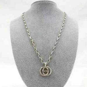 Auth Gucci pendant necklace interlocking GG logo sterling silver 925 logo F/S - Picture 1 of 6