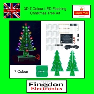 7 Farbwechsel 3D Weihnachtsbaum Elektronisch PCB Kit mit Anleitung Fun Kit - Bild 1 von 7