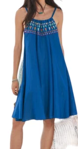 NWT SUNDANCE Pretty Origins Blue, Cotton & Silk Blend Dress, Sleeveless, PS $118 - Picture 1 of 5