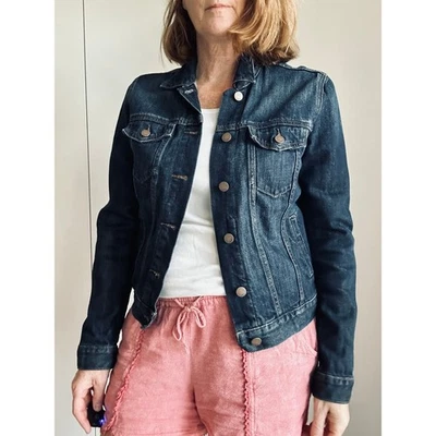 Y2K Gap Denim Jacket classic Dark Wash Fall Staple Cotton Unisex Size SMall - Image 1 of 4