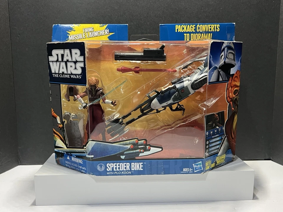 Hasbro Star Wars SOTD 2010 Clone Wars Speeder Bike Vehicle With PLO Koon MISB
