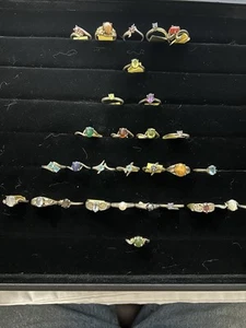 Lot of 30 Sterling Rings with Gemstones All Ring Sizes are Between 5 to 6.75 - Picture 1 of 20
