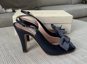 L’autre Chose summer sandals/ heels 39.5 Navy New With Box - Picture 1 of 12