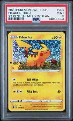 2020 Pokemon General Mills 25th Anniversary PIKACHU #039 Holo - PSA 9 MINT - Image 1 of 3