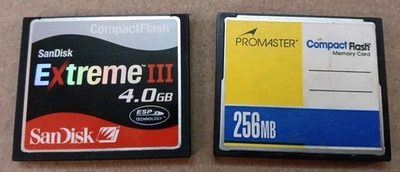 2pcs 4gb Sandisk Extreme III ESP Compactflash Memory Catd And 256MB Compact Card - Image 1 of 2