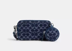 Borsa a tracolla Coach Charter slim nuova con etichetta in denim firmato - CAS41 - Foto 1 di 6