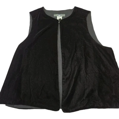 Womens VINTAGE 90's GAP  Black VELVET Vest Size Large EUC CLEAN - Image 1 of 4