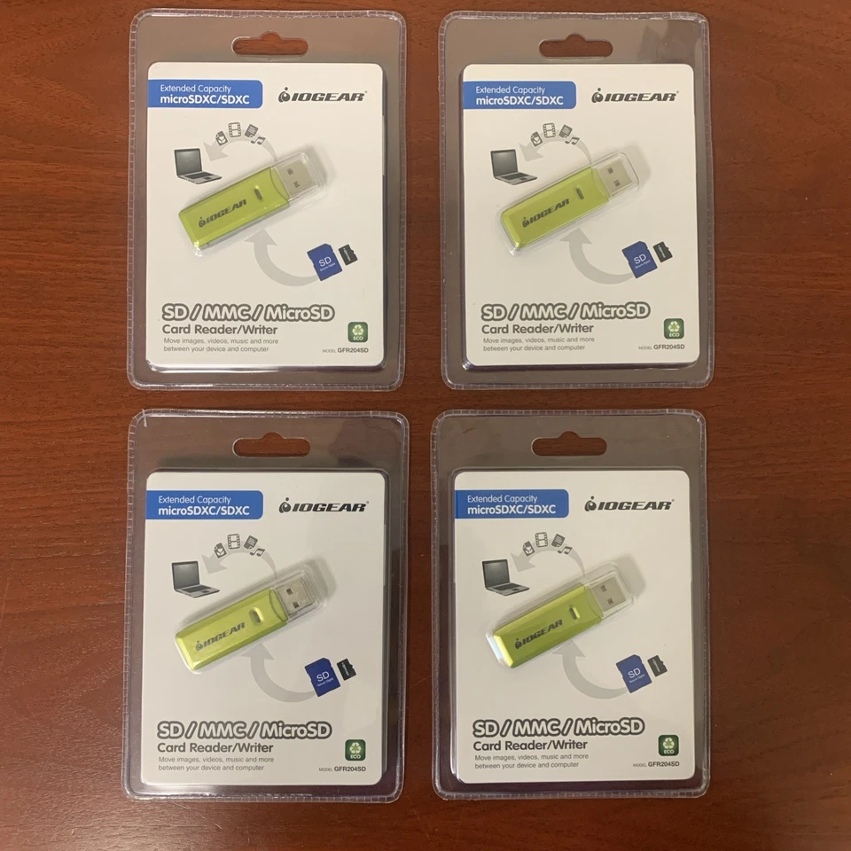 New IOGEAR SD MicroSD, SD, MMC Card Reader/ Writer GFR2O4SD USB 2.0 - Image 1 of 4