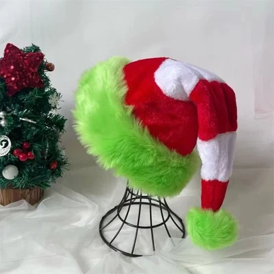 Christmas Hat Plush Santa Caps Green Edged New Year Festive Hat Party Supplies - image 1 of 4