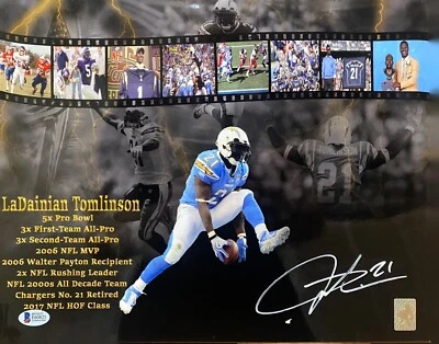 Cargadores LADAINIAN TOMLINSON Firmado Autógrafo 11x14 Foto Imagen Beckett Certificado de Autenticidad  Foto 1 de 4